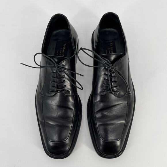 To Boot New York Mens Oxford Dress Shoe 8 Apron Toe Lace Up Black Leather Italy - Picture 3 of 11
